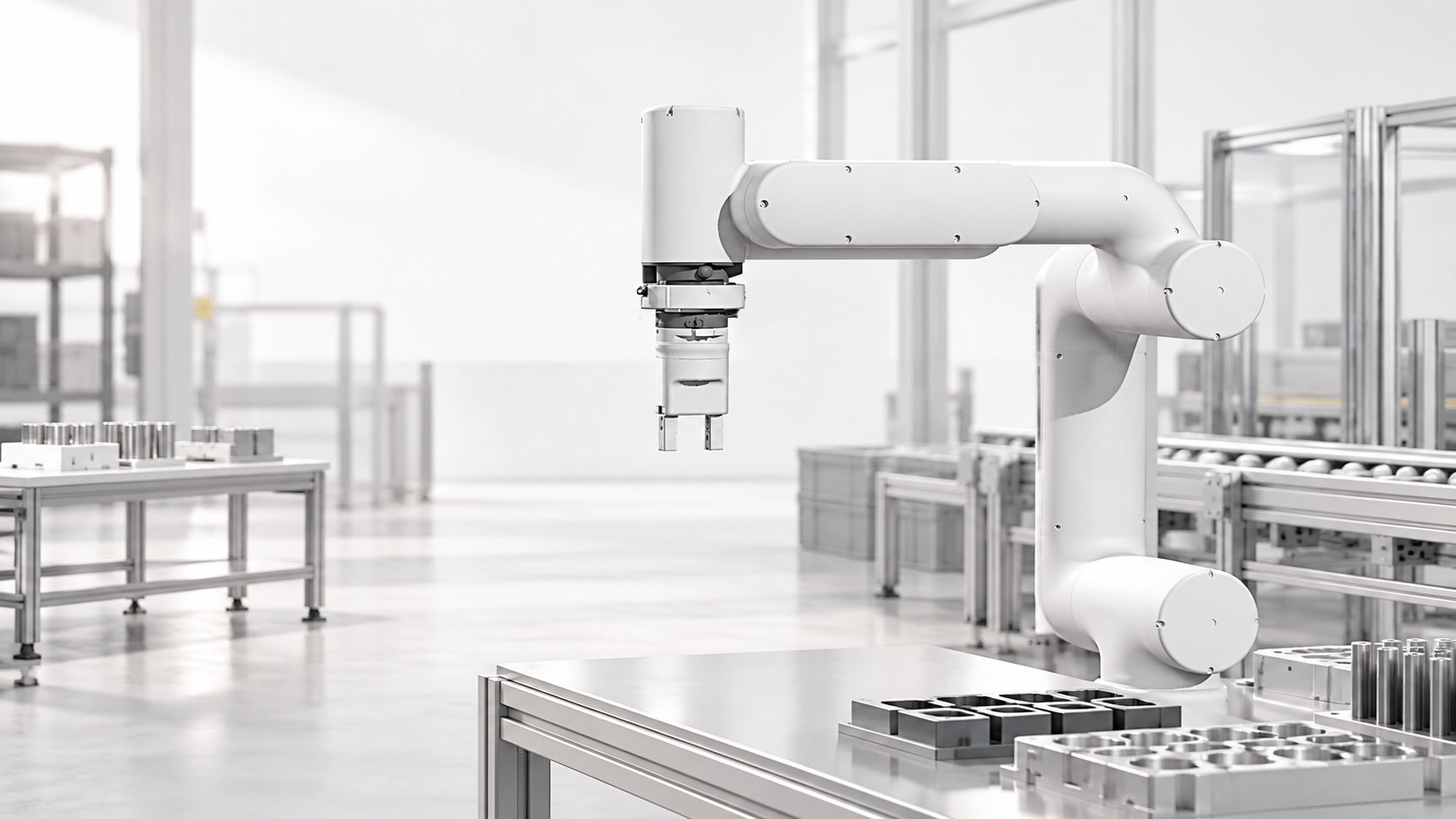 Braccio robotico con Hexopus in uno spazio produttivo aperto e condiviso