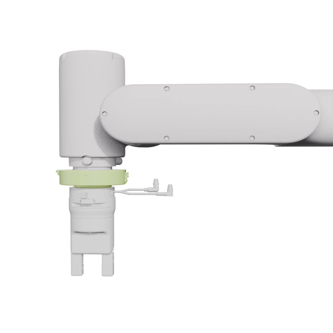 Robot in side profile with HEXOPUS mounted between the wrist and end-effector